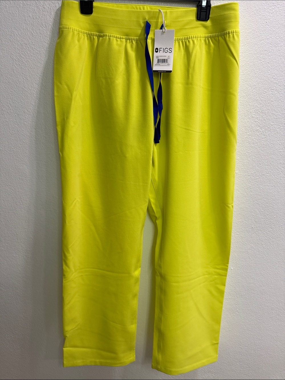 Figs Neon Yellow Scrub Pants with Navy Drawstring
